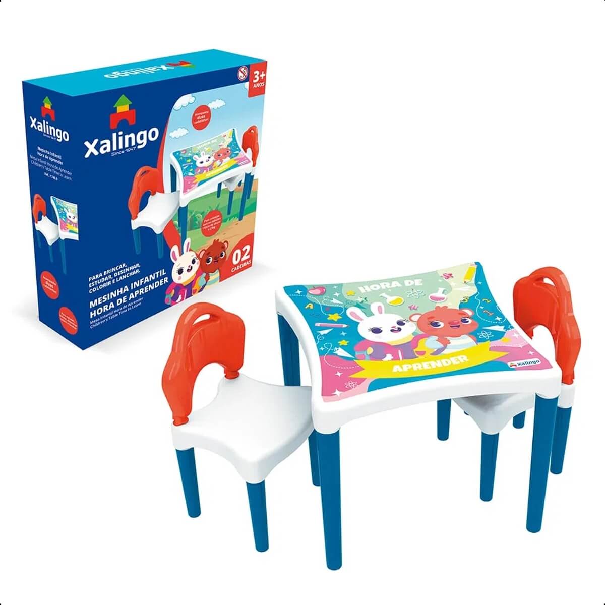 Mesinha Infantil Hora de Aprender com 2 Cadeirinhas até 18kgs +3 anos Xalingo - 17409