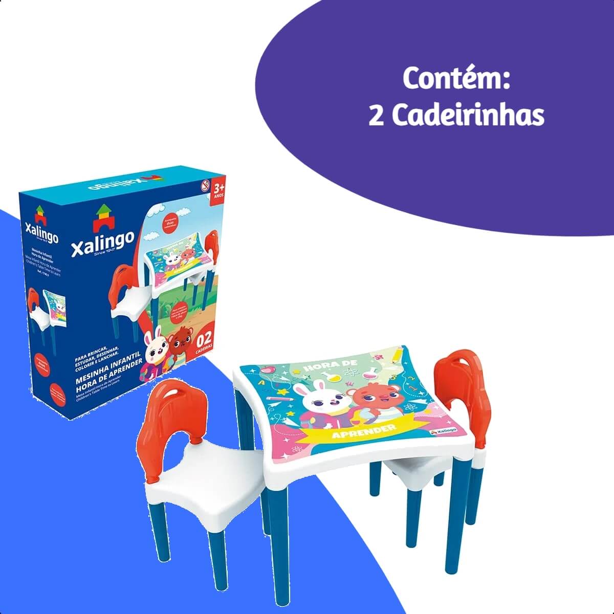 Mesinha Infantil Hora de Aprender com 2 Cadeirinhas até 18kgs +3 anos Xalingo - 17409