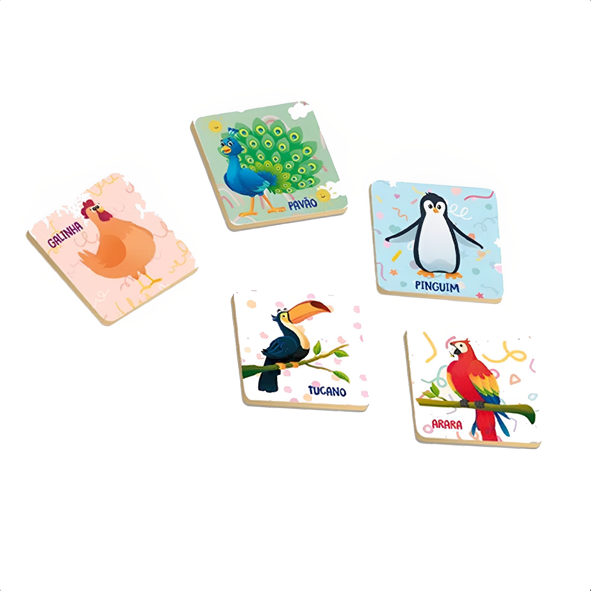 Jogo Da Memória Infantil +3 Anos 24 Peças Aves Passatempo Em Madeira Reflorestada Xalingo - 17376