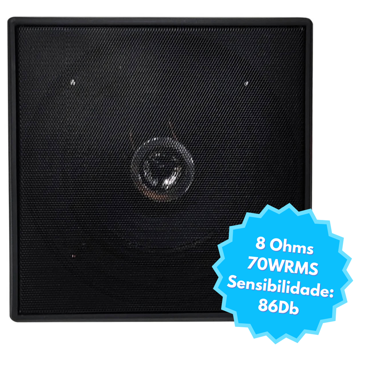 Alto Falante Arandela Quadrada Preta Tweeter 70W Som Ambiente para Teto 86Db -Leson 2LS078AQP (Unidade)