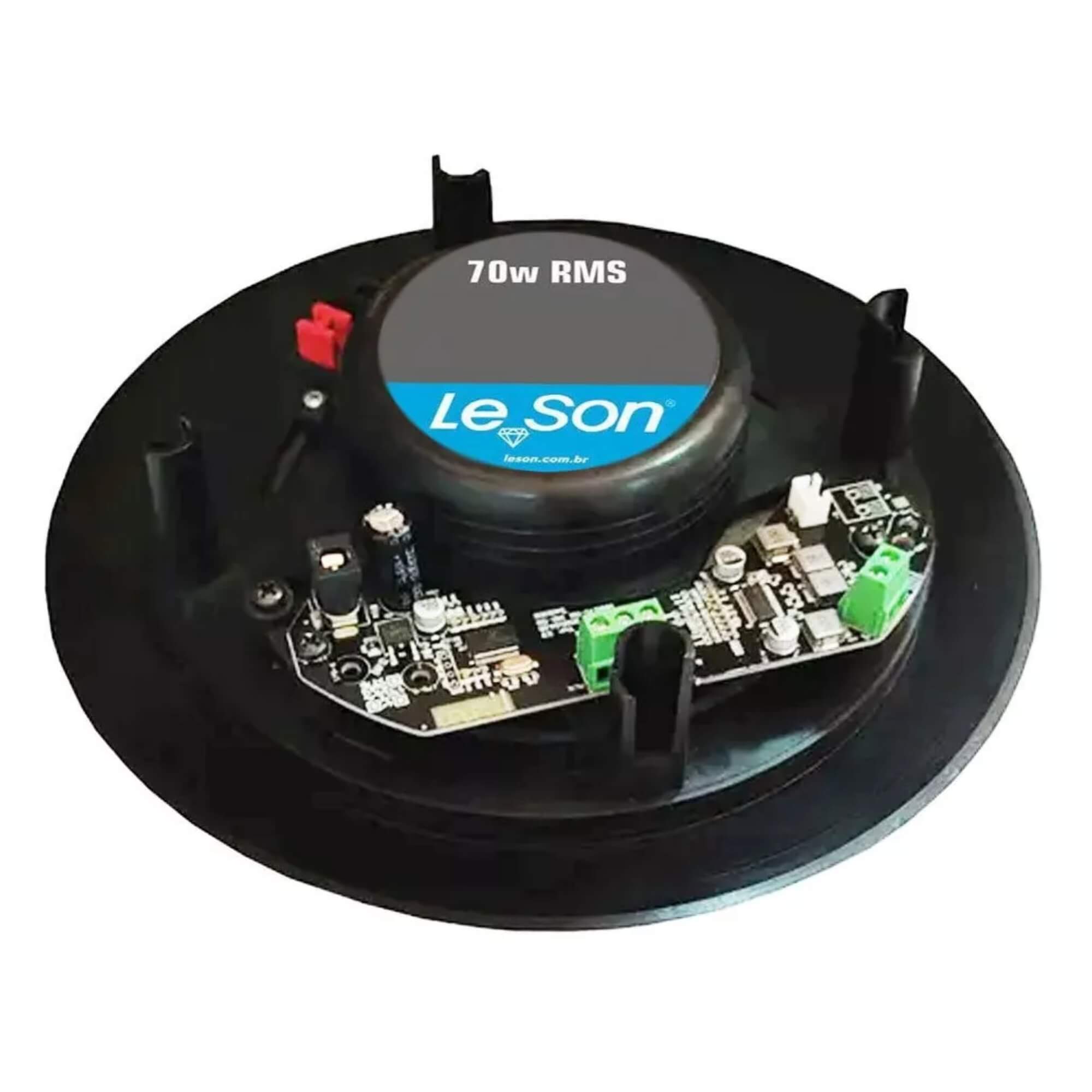 Arandela Ativa Bluetooth Redonda Preta Acústica Teto Som Ambiente c/ Tweeter 6'' Com 70w-2LS0AT78P