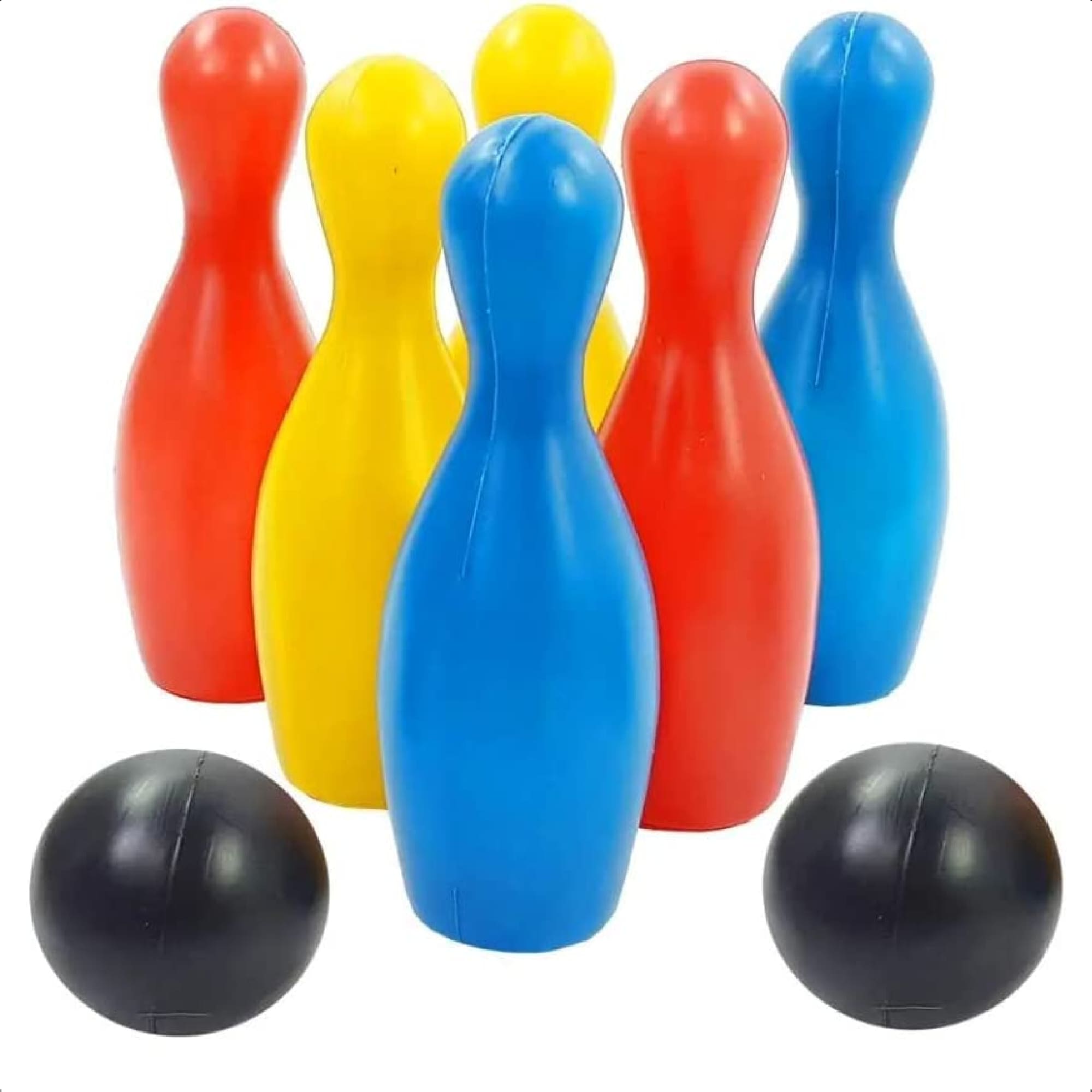 Brinquedo Jogo De Boliche Bolichão 6 Pinos 43cm Bolas Plástico Cores Sortidas Líder - 2259