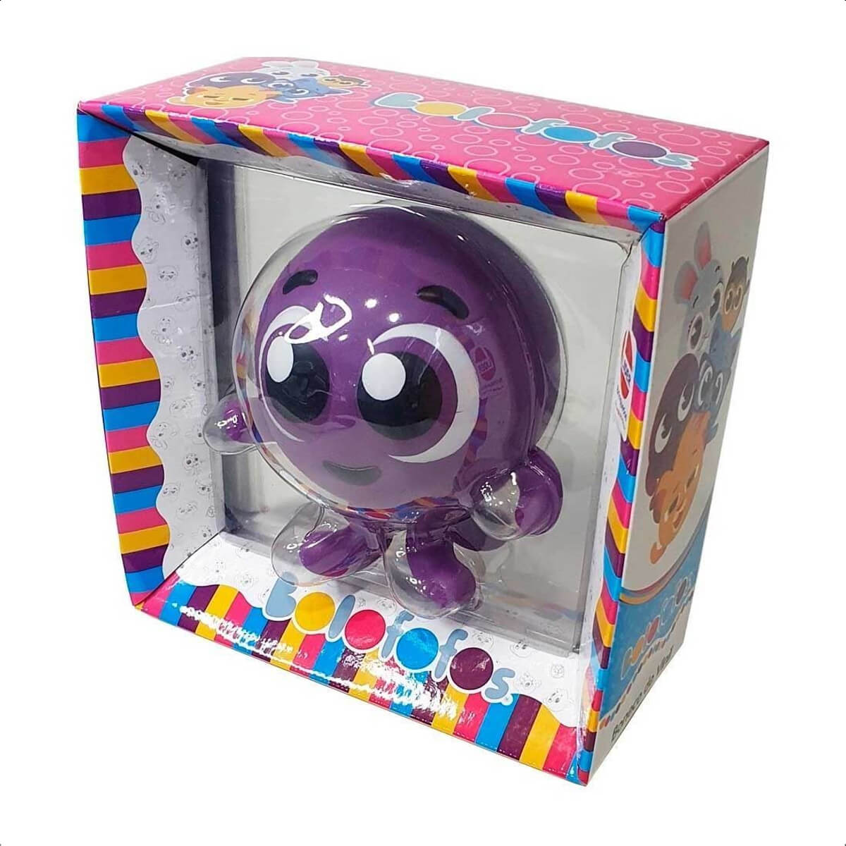 Boneco de Vinil Bolofofos Pow Roxo 18cm Polvo Lider Fácil de Limpar Brinquedos +3 anos - 3023