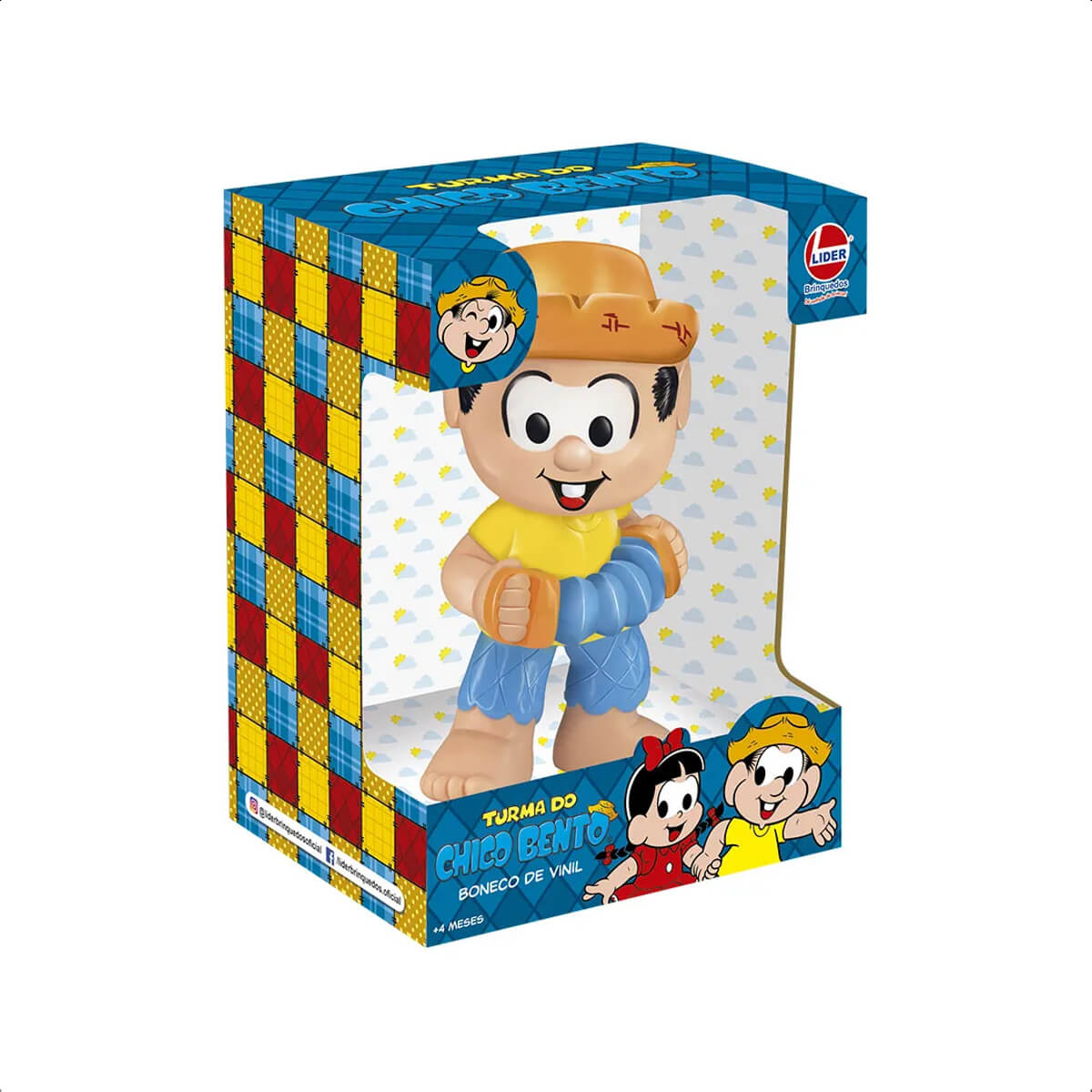 Boneco Chico Bento Turma da Mônica Lider Brinquedos +4 meses Vinil Atóxico - 3014