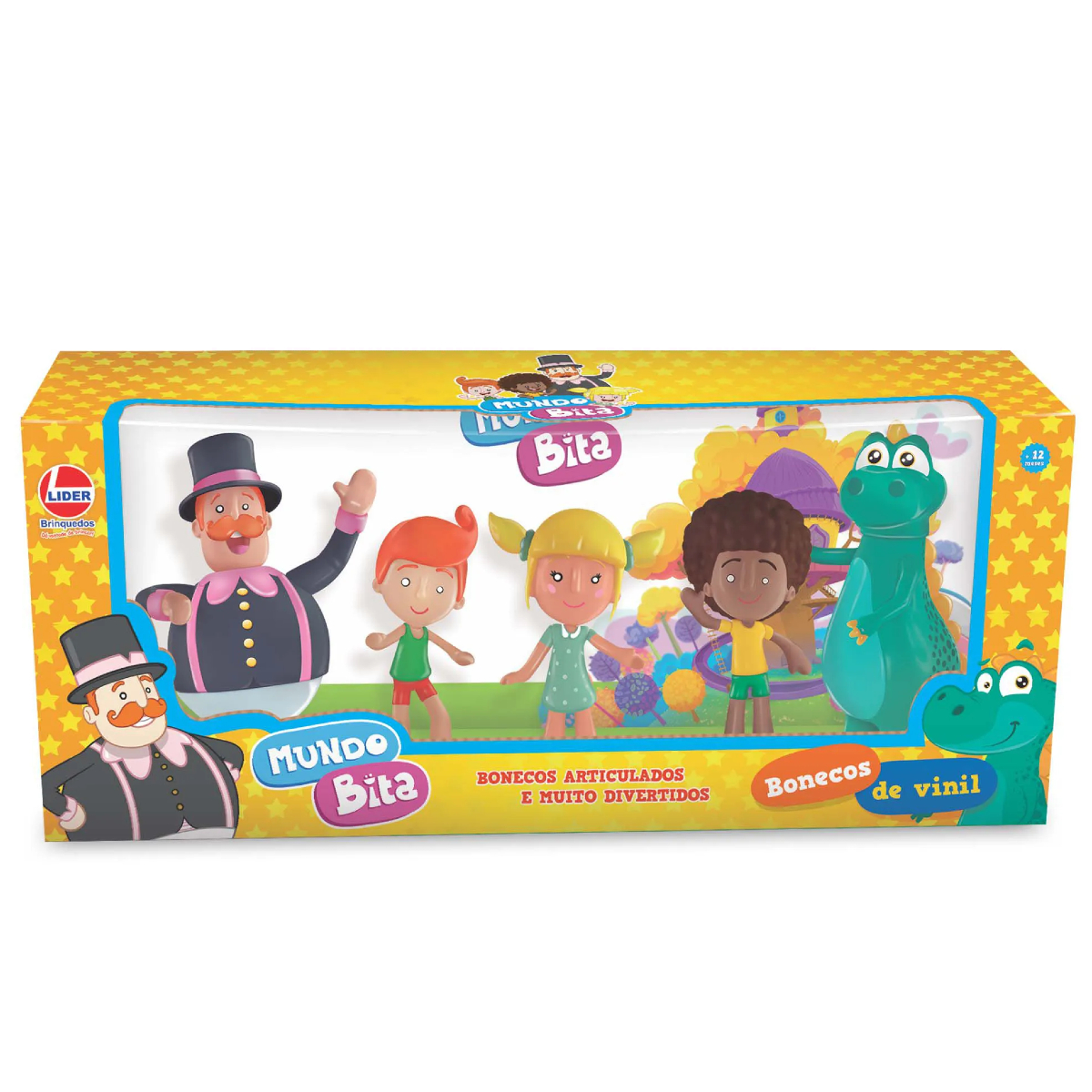 Kit 5 Bonecos Família O Mundo de Bita Tito Dan Lila Dinossauro Argo Articulados Vinil Líder 2732