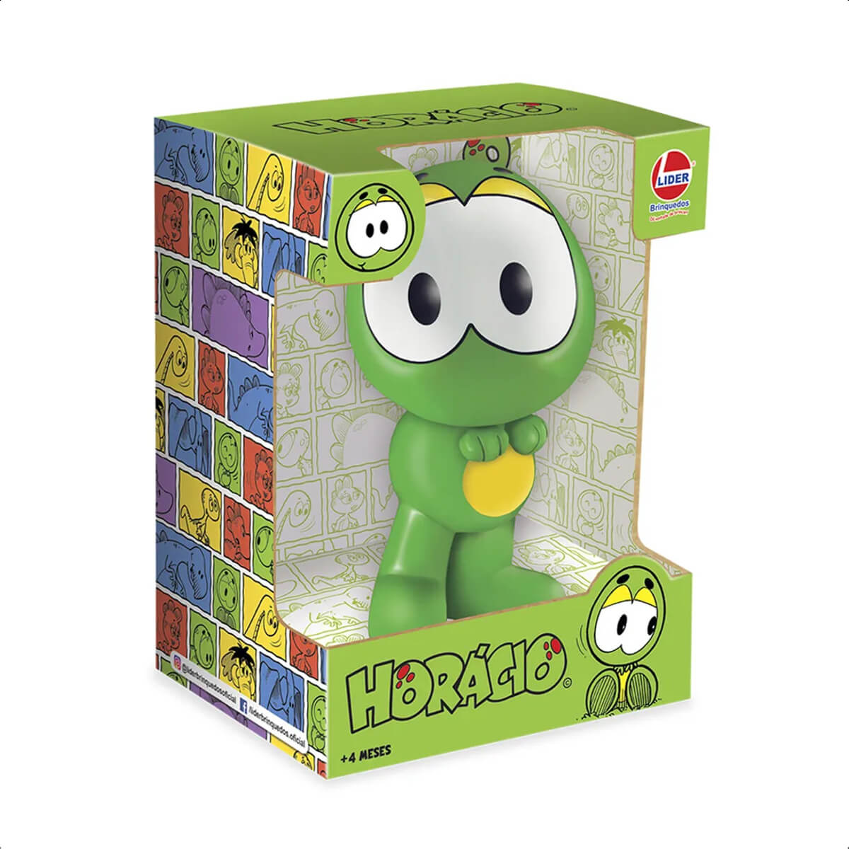 Boneco Dinossauro Horácio Turma da Mônica Lider Brinquedos +4 meses Vinil Colecionável - 3013