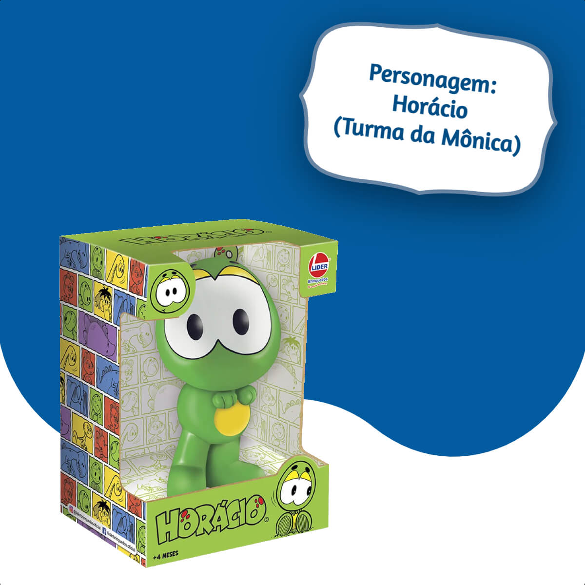 Boneco Dinossauro Horácio Turma da Mônica Lider Brinquedos +4 meses Vinil Colecionável - 3013