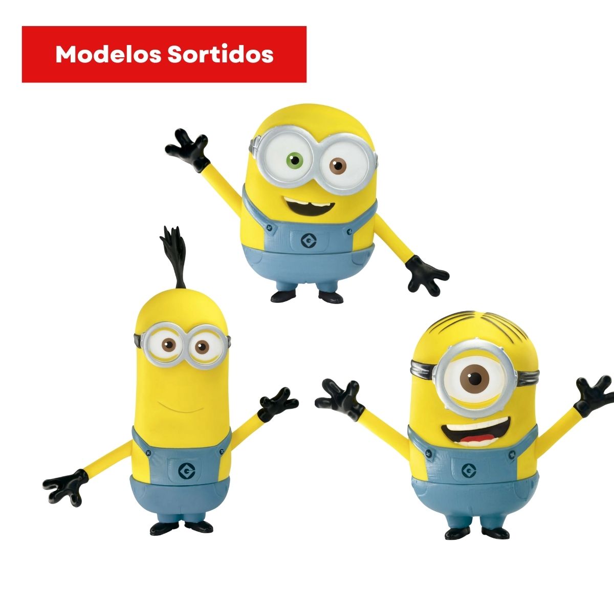 Unidade Sortida Brinquedo Boneco de Vinil Minion Articulado Bob ou Stuart ou Kevin Líder - 2788