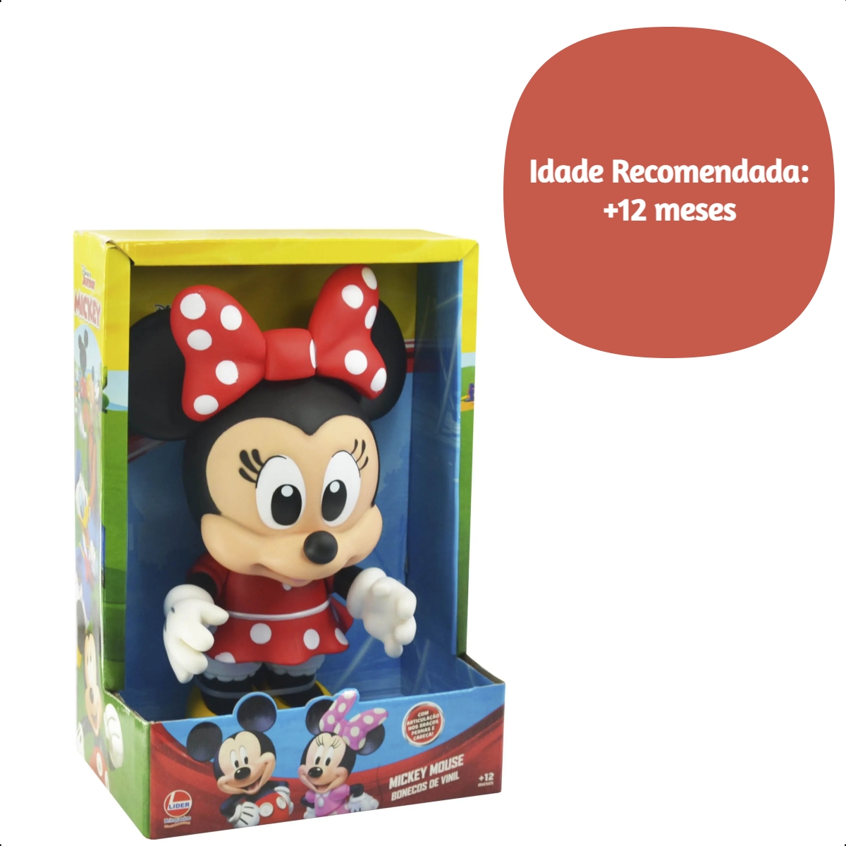 Brinquedo Boneca articulada de Vinil Atóxico Minnie Baby +4 Meses Líder - 2725