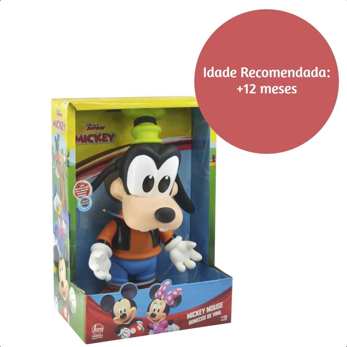 Brinquedo Boneco Articulado de Vinil Atóxico Pateta Baby 16cm +4 meses Líder - 2892