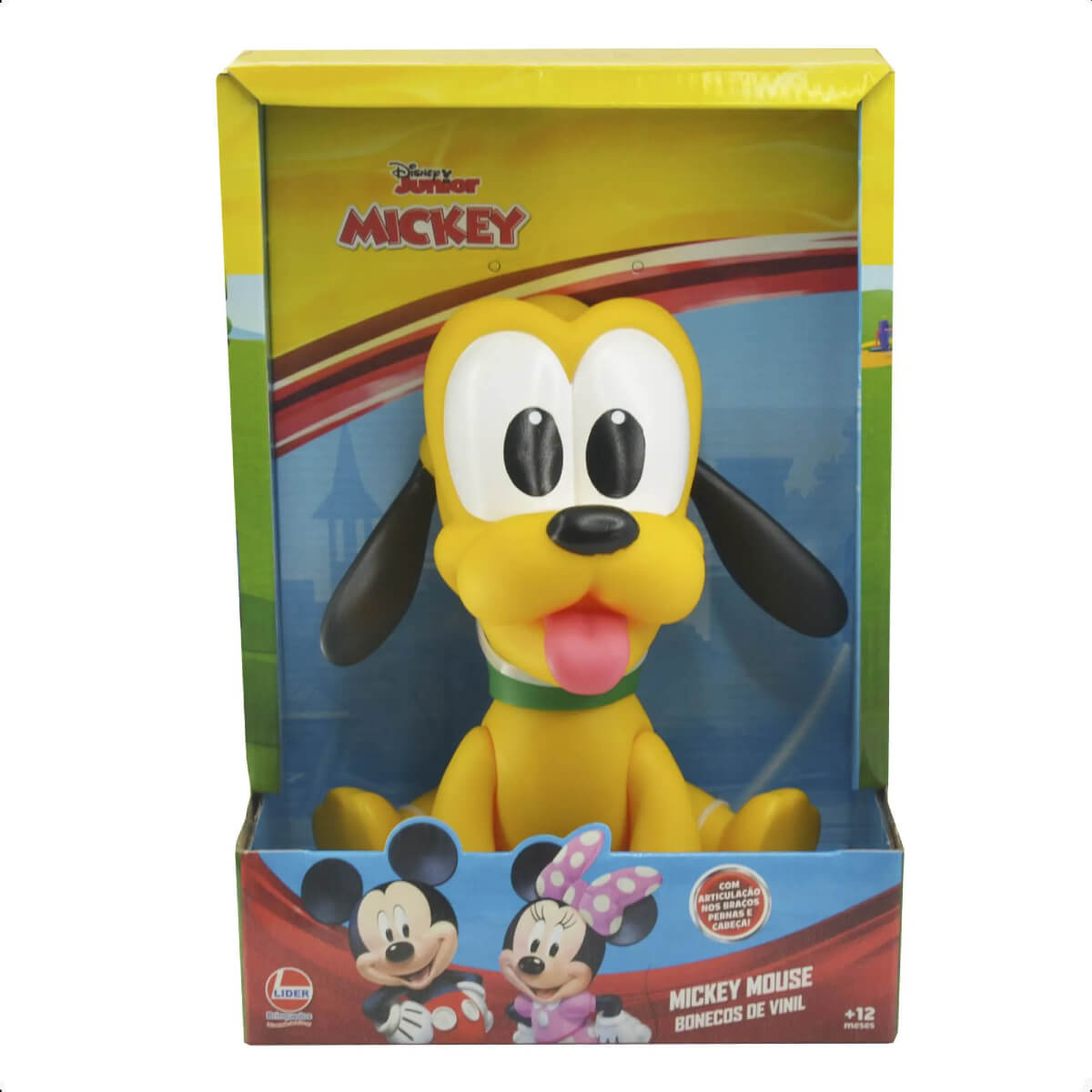 Brinquedo Boneco Vinil Atóxico Pluto Baby Articulável 16cm Amarelo +4 meses Líder - 2893