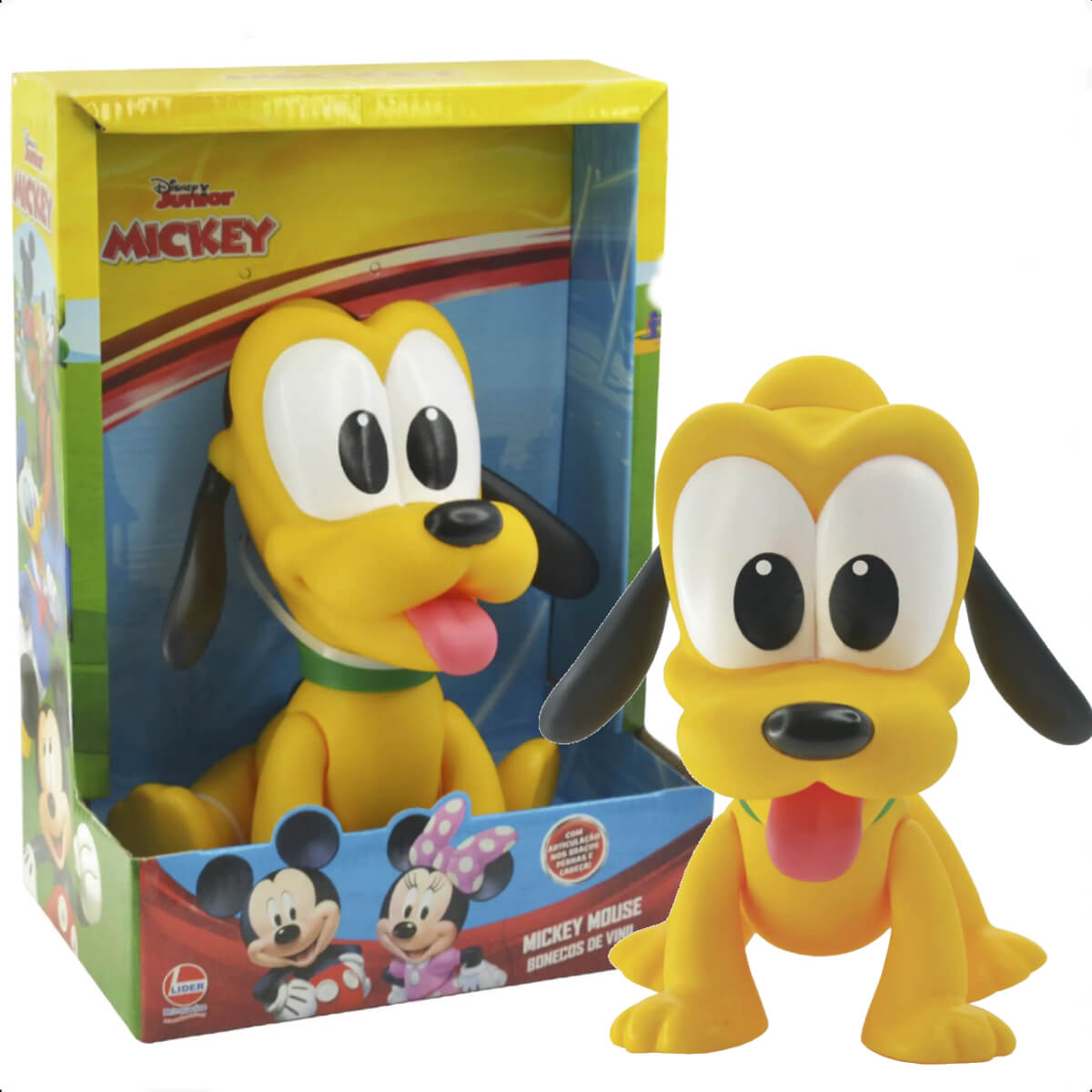 Brinquedo Boneco Vinil Atóxico Pluto Baby Articulável 16cm Amarelo +4 meses Líder - 2893