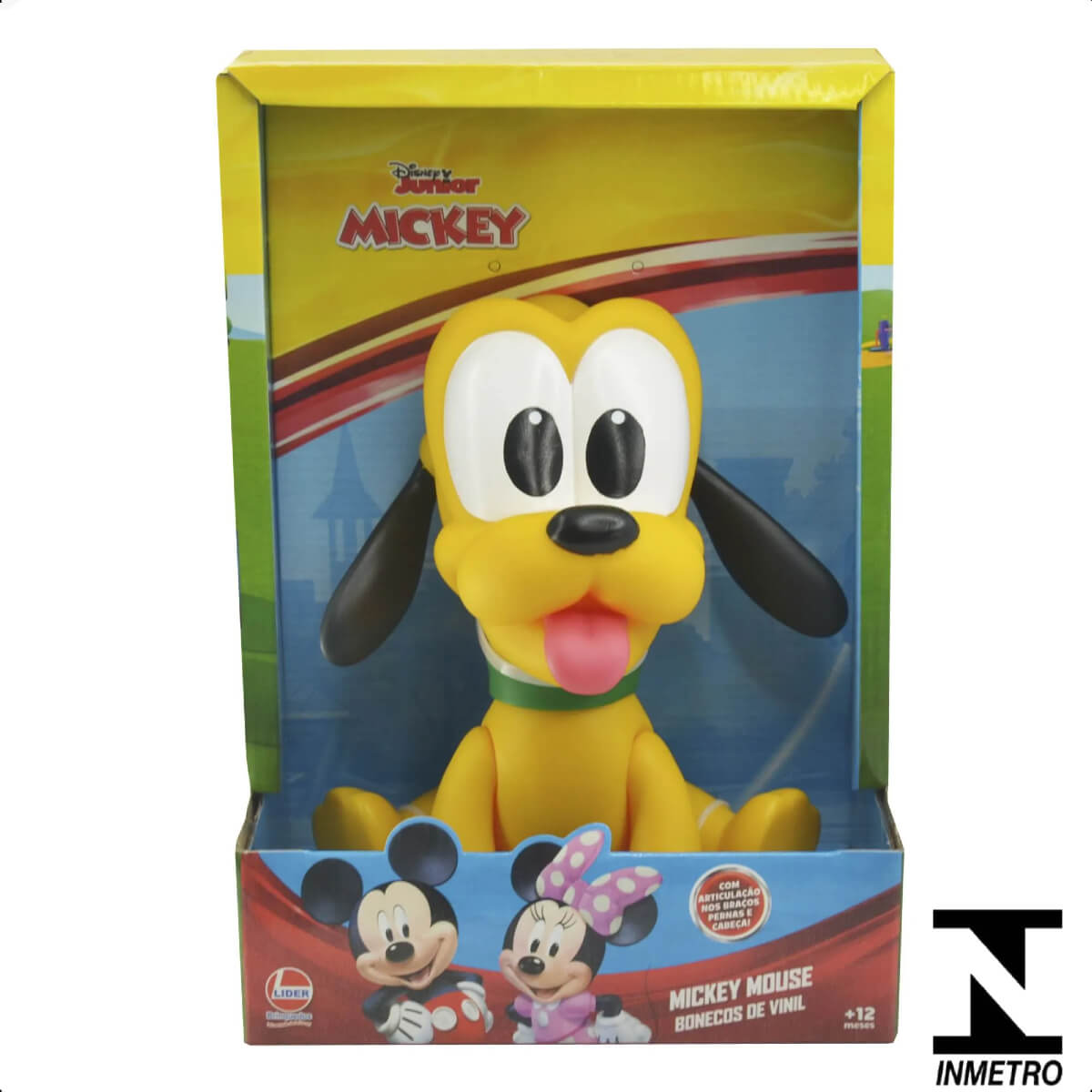 Brinquedo Boneco Vinil Atóxico Pluto Baby Articulável 16cm Amarelo +4 meses Líder - 2893