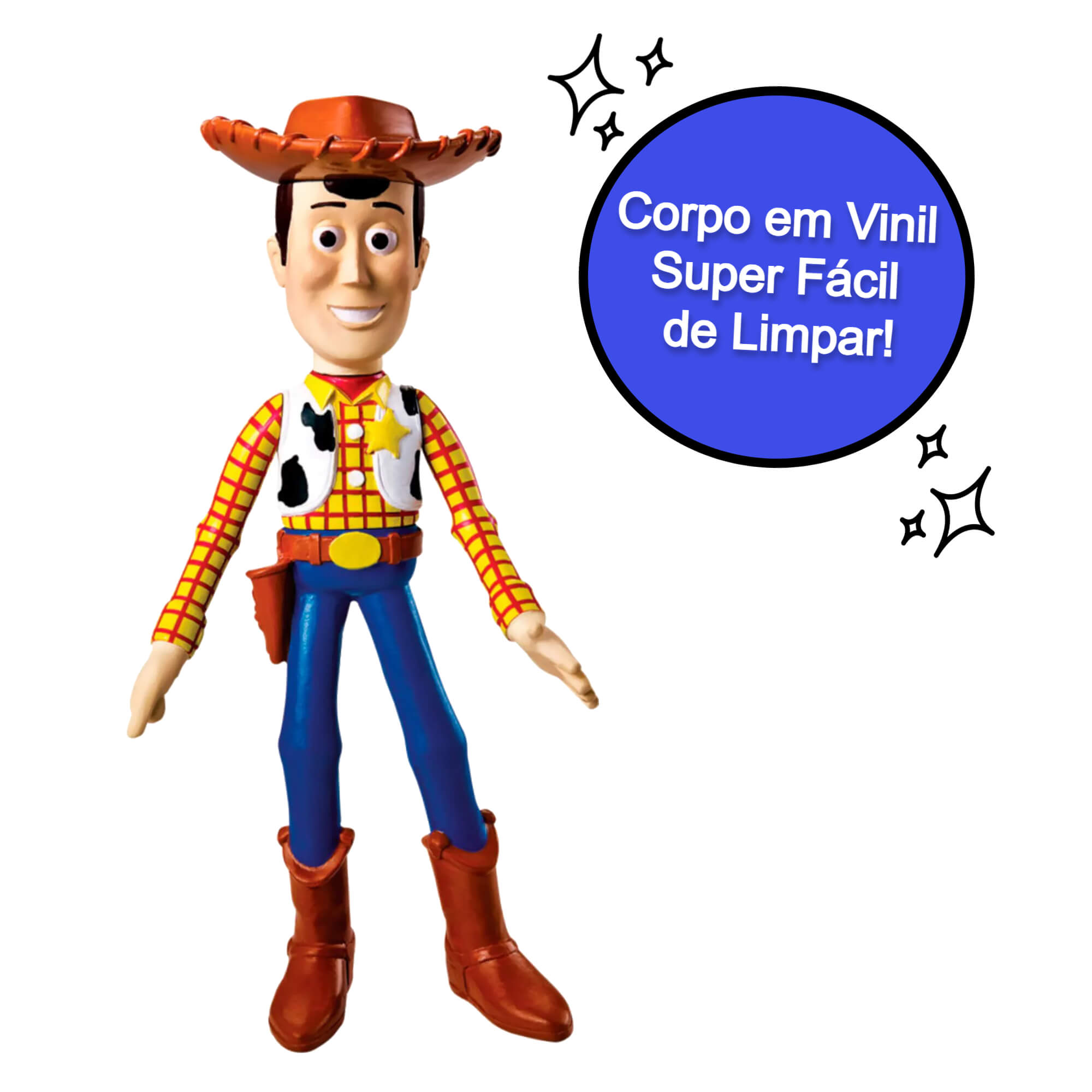 Brinquedo para Criança Boneco Vinil Woody Toy Story Fácil de Limpar Brincadeira - Lider 2588