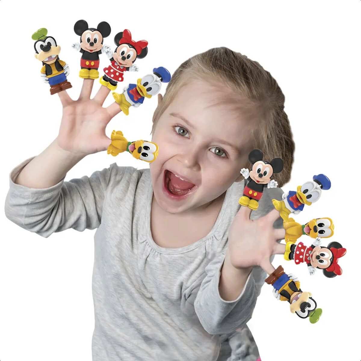 Brinquedo Dedoches Mickey and Friends +3 anos Vinil Divertido Faz de Conta Lider Brinquedos - 240