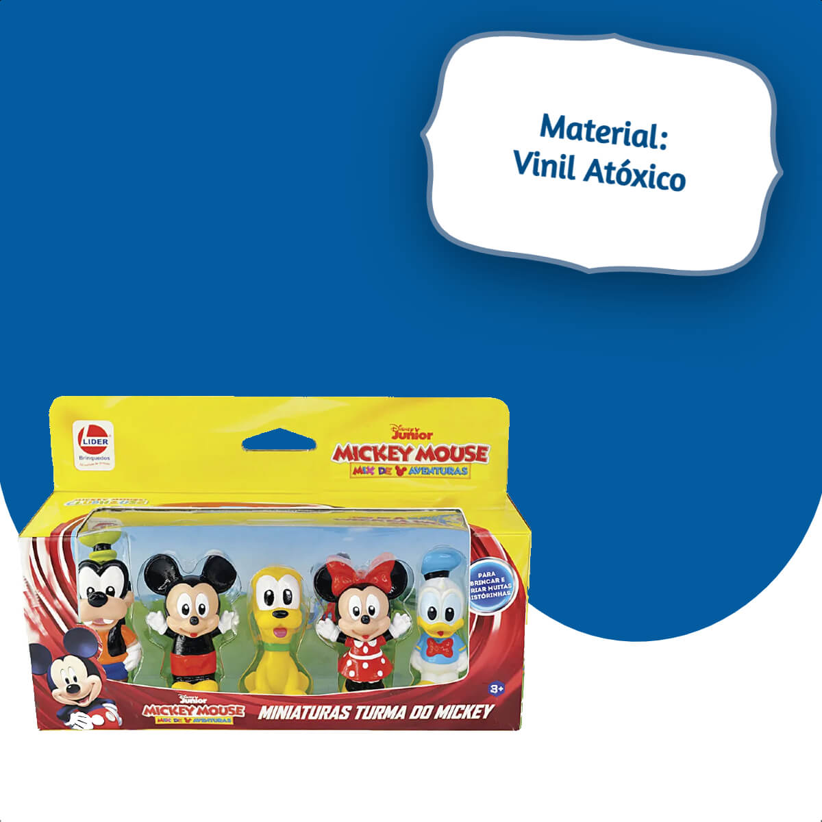 Brinquedo Dedoches Mickey and Friends +3 anos Vinil Divertido Faz de Conta Lider Brinquedos - 240
