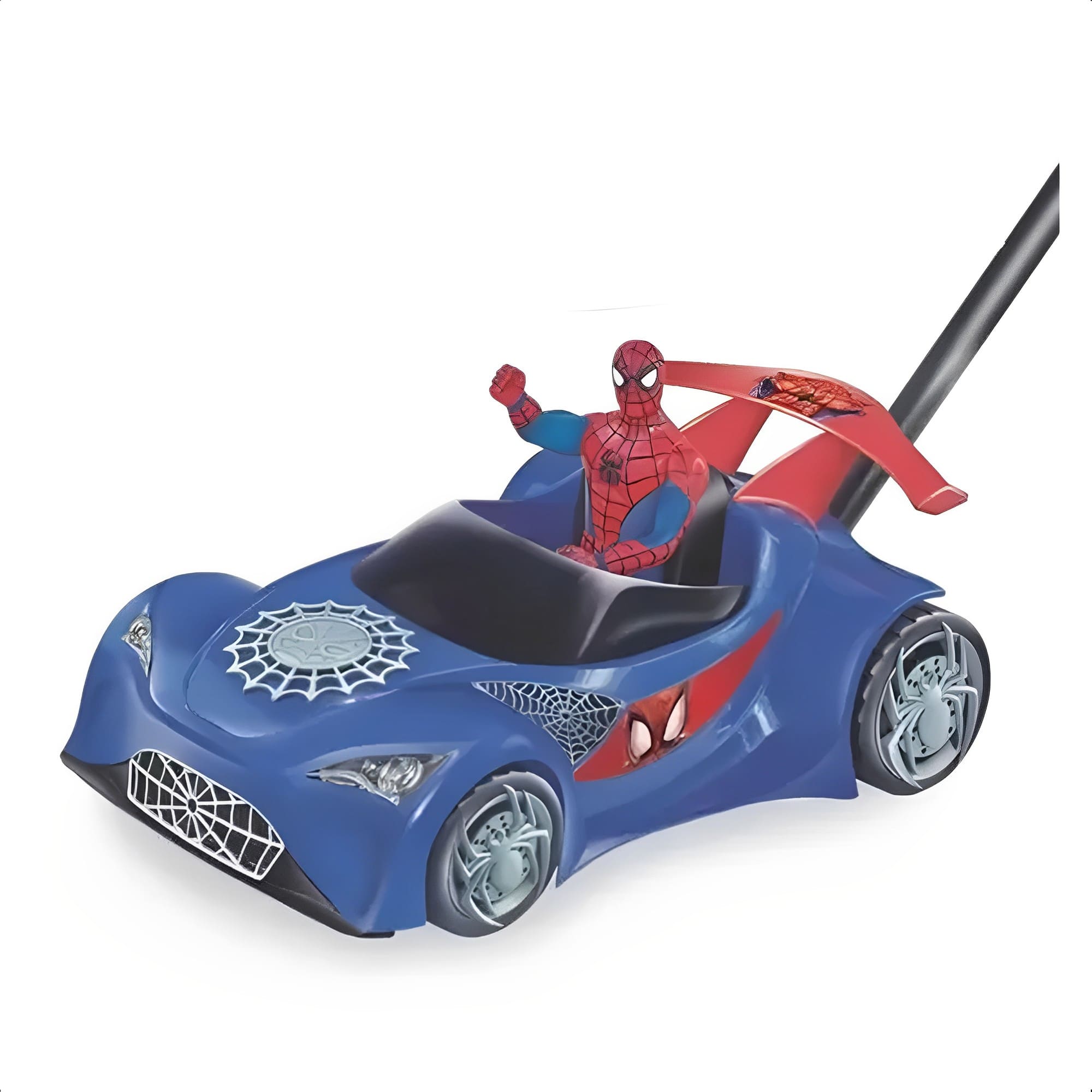 Carrinho de Empurrar Infantil do Homem Aranha Marvel Azul e Vermelho Lider - 2382
