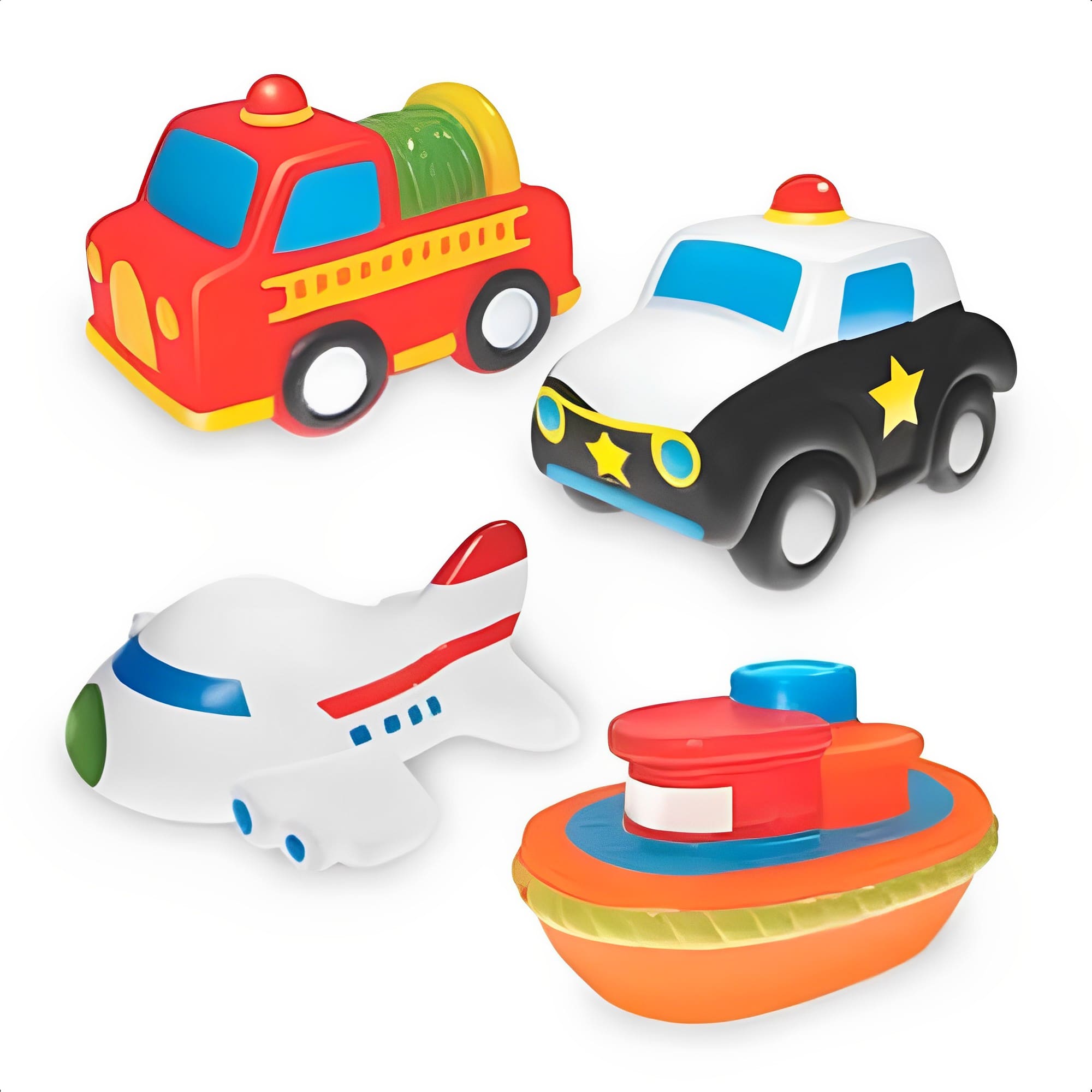 Brinquedo Coleção Fofinhos Transportes 4 Peças Vinil Atóxico +4 Meses Baby Líder - 5625