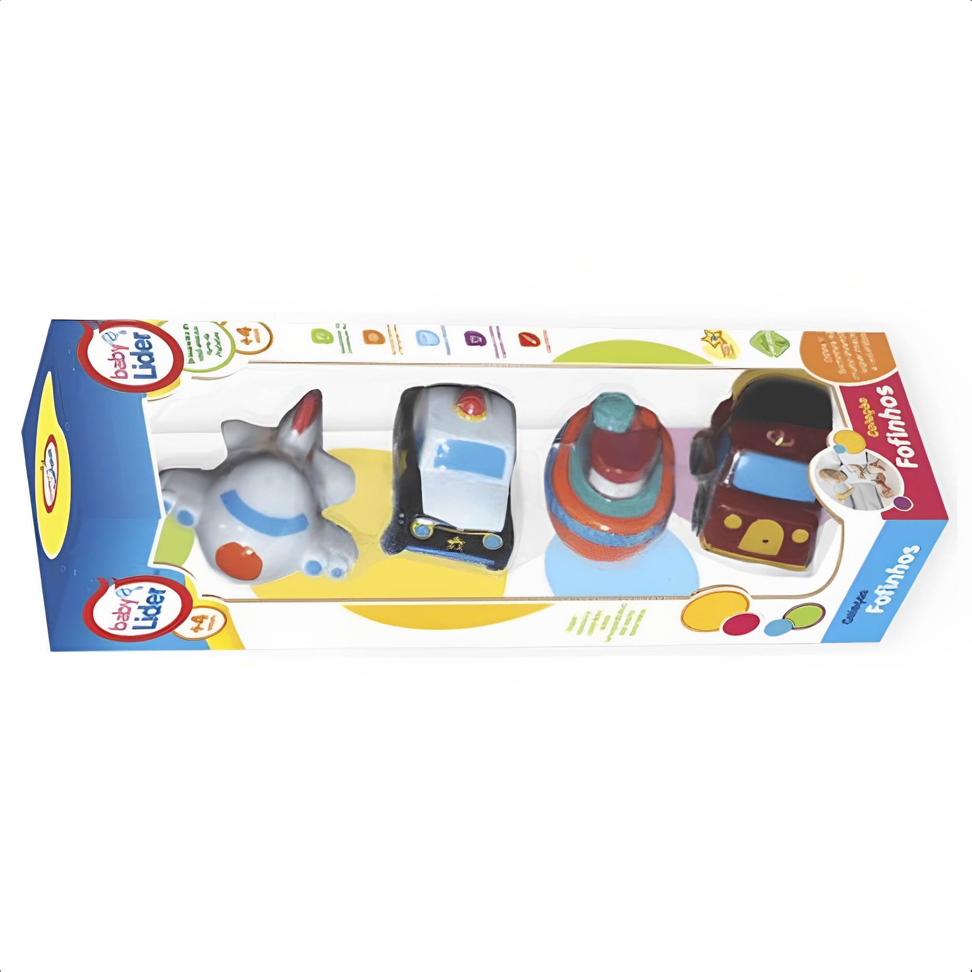 Brinquedo Coleção Fofinhos Transportes 4 Peças Vinil Atóxico +4 Meses Baby Líder - 5625