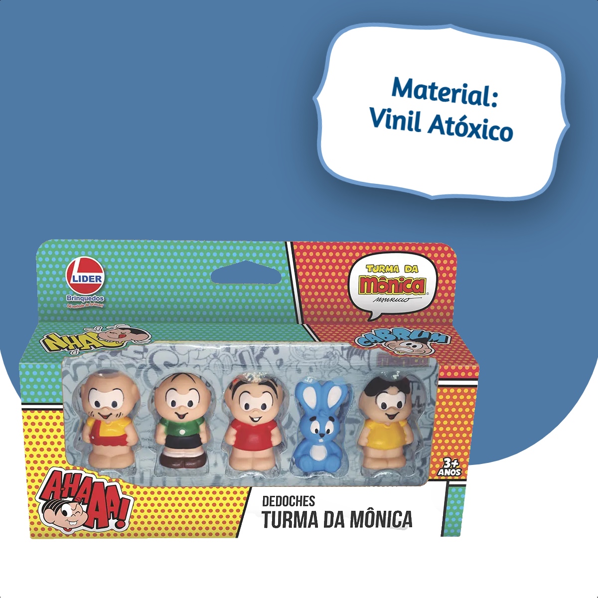 Brinquedo Dedoches Turma da Mônica Lider Brinquedos +12 meses Vinil Atóxico Faz de Conta - 3009