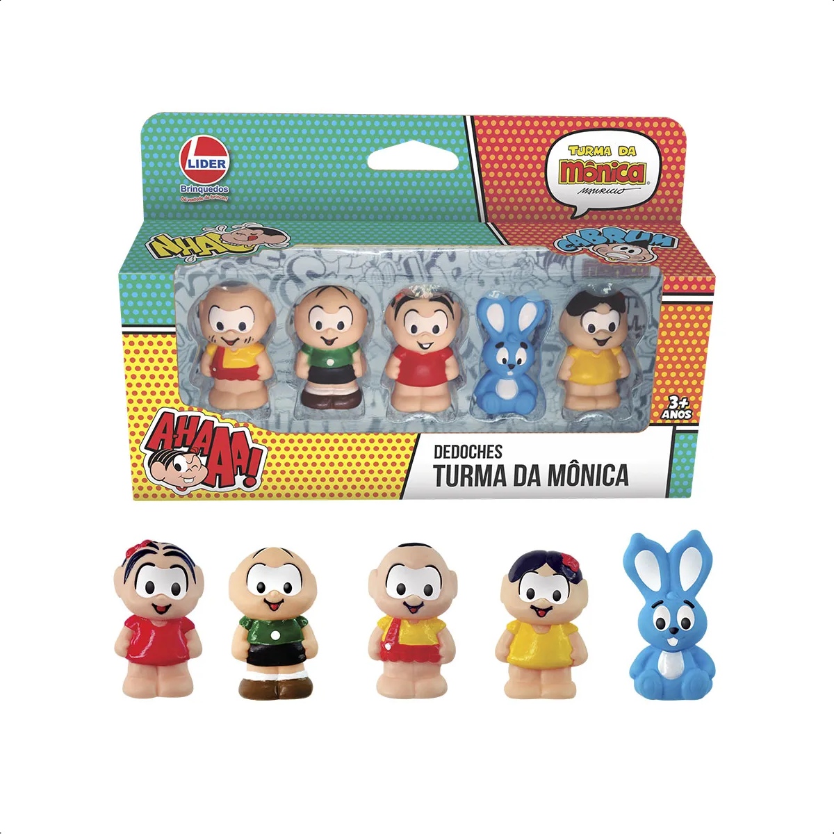 Brinquedo Dedoches Turma da Mônica Lider Brinquedos +12 meses Vinil Atóxico Faz de Conta - 3009
