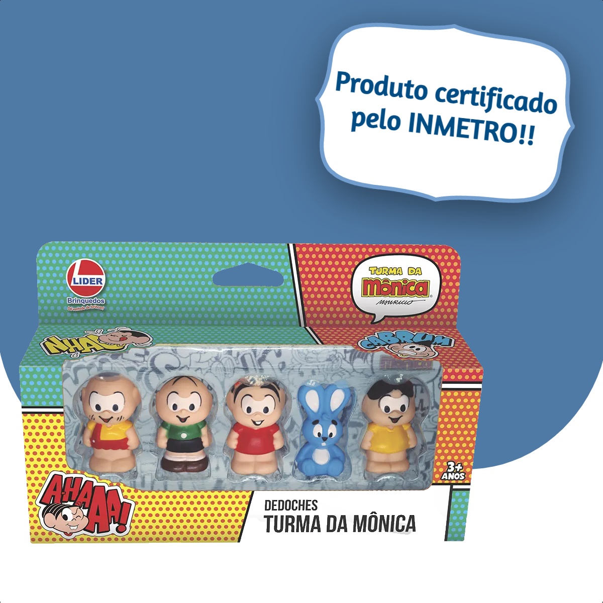 Brinquedo Dedoches Turma da Mônica Lider Brinquedos +12 meses Vinil Atóxico Faz de Conta - 3009