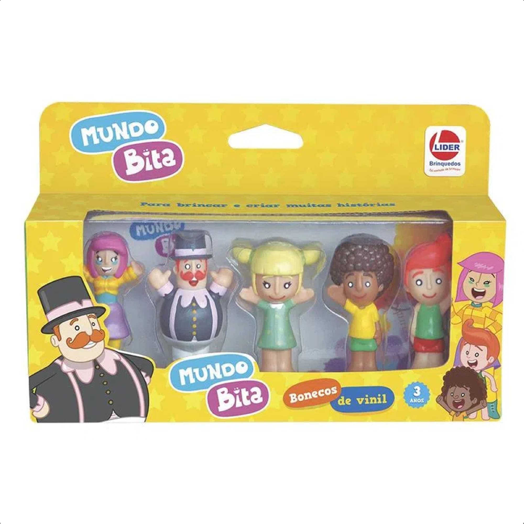 Brinquedo 5 Dedoches Turma Do Mundo Bita Vinil Atóxico +3 Anos Líder - 3010