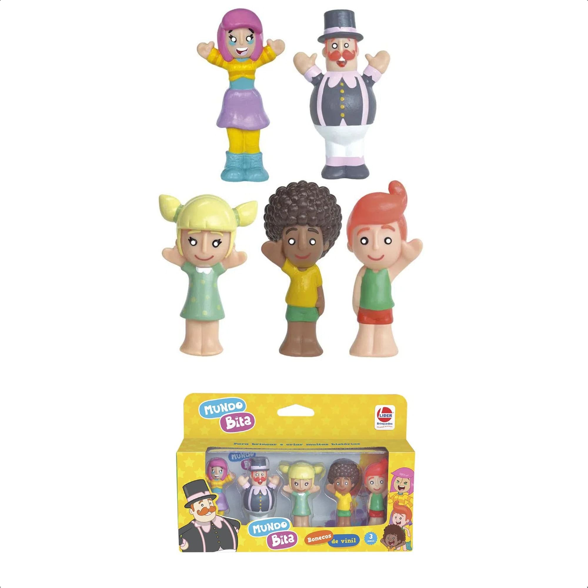 Brinquedo 5 Dedoches Turma Do Mundo Bita Vinil Atóxico +3 Anos Líder - 3010
