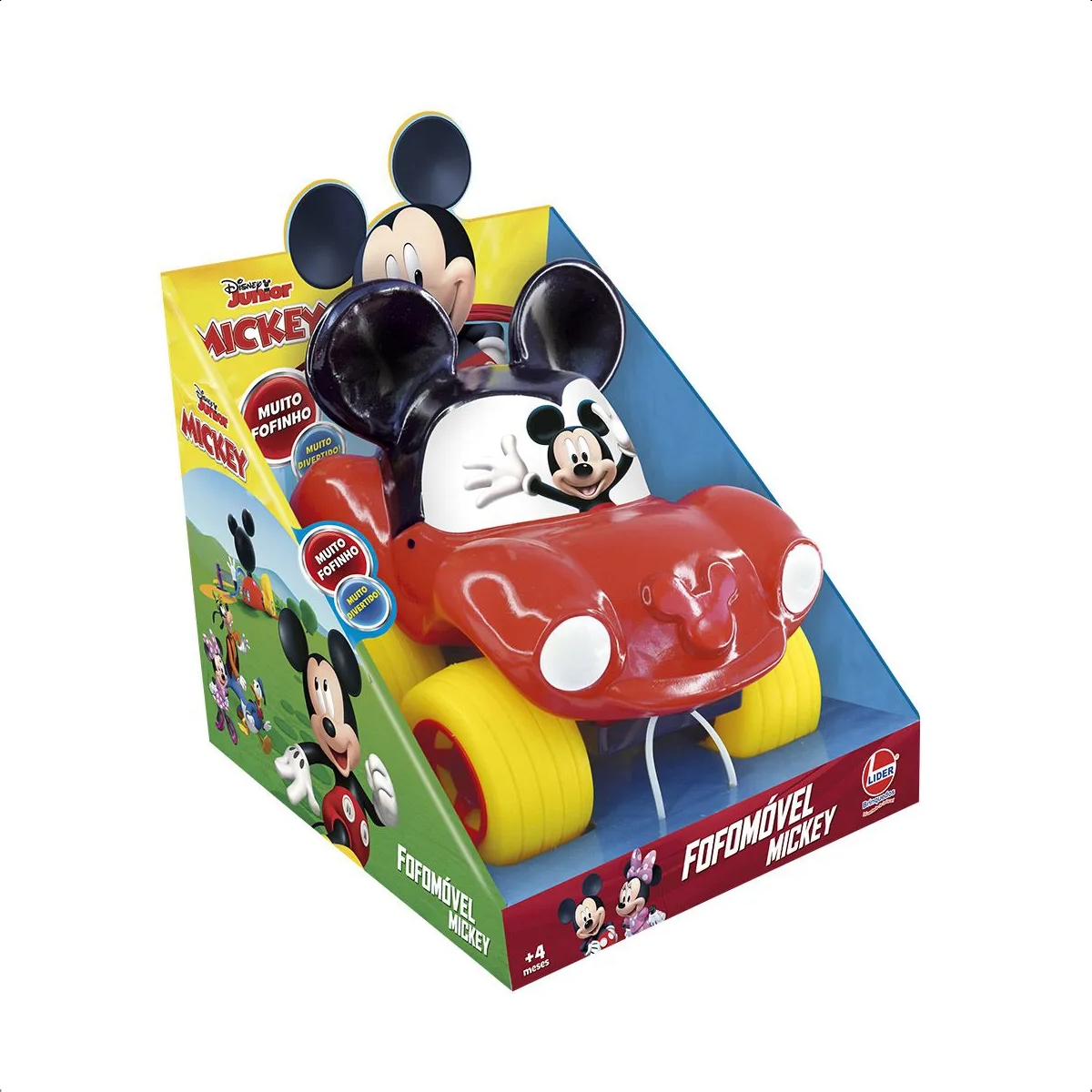Fofomóvel Mickey Lider Brinquedos Vermelho +4 meses Vinil Macio Rodas Livres Atóxico - 2832