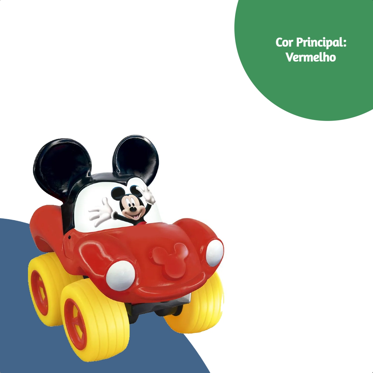 Fofomóvel Mickey Lider Brinquedos Vermelho +4 meses Vinil Macio Rodas Livres Atóxico - 2832