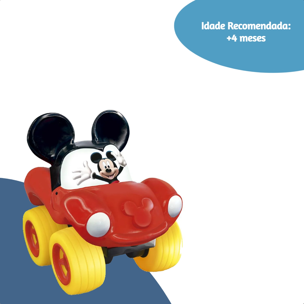 Fofomóvel Mickey Lider Brinquedos Vermelho +4 meses Vinil Macio Rodas Livres Atóxico - 2832
