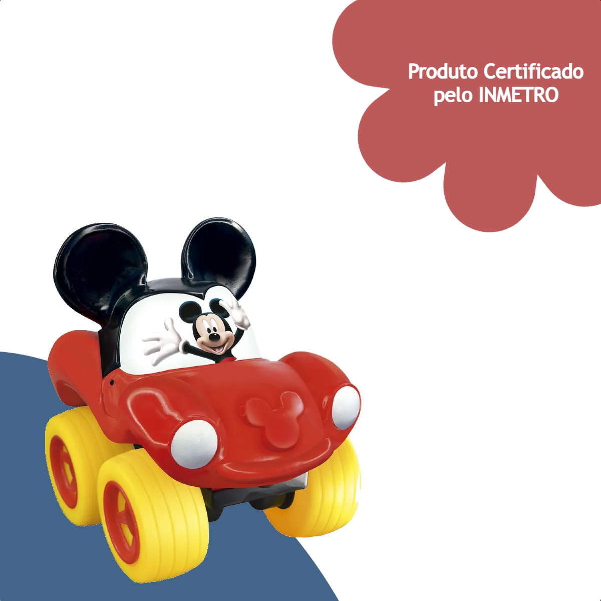 Fofomóvel Mickey Lider Brinquedos Vermelho +4 meses Vinil Macio Rodas Livres Atóxico - 2832