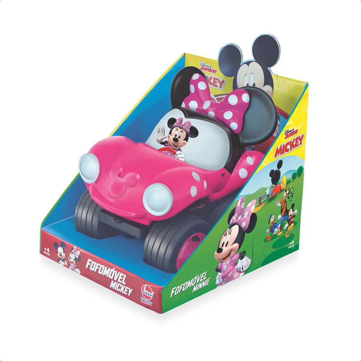 Brinquedo Carro Fofomóvel Minnie Rosa em Vinil Fácil de Lavar +4 meses Menina Líder Lazer - 2882