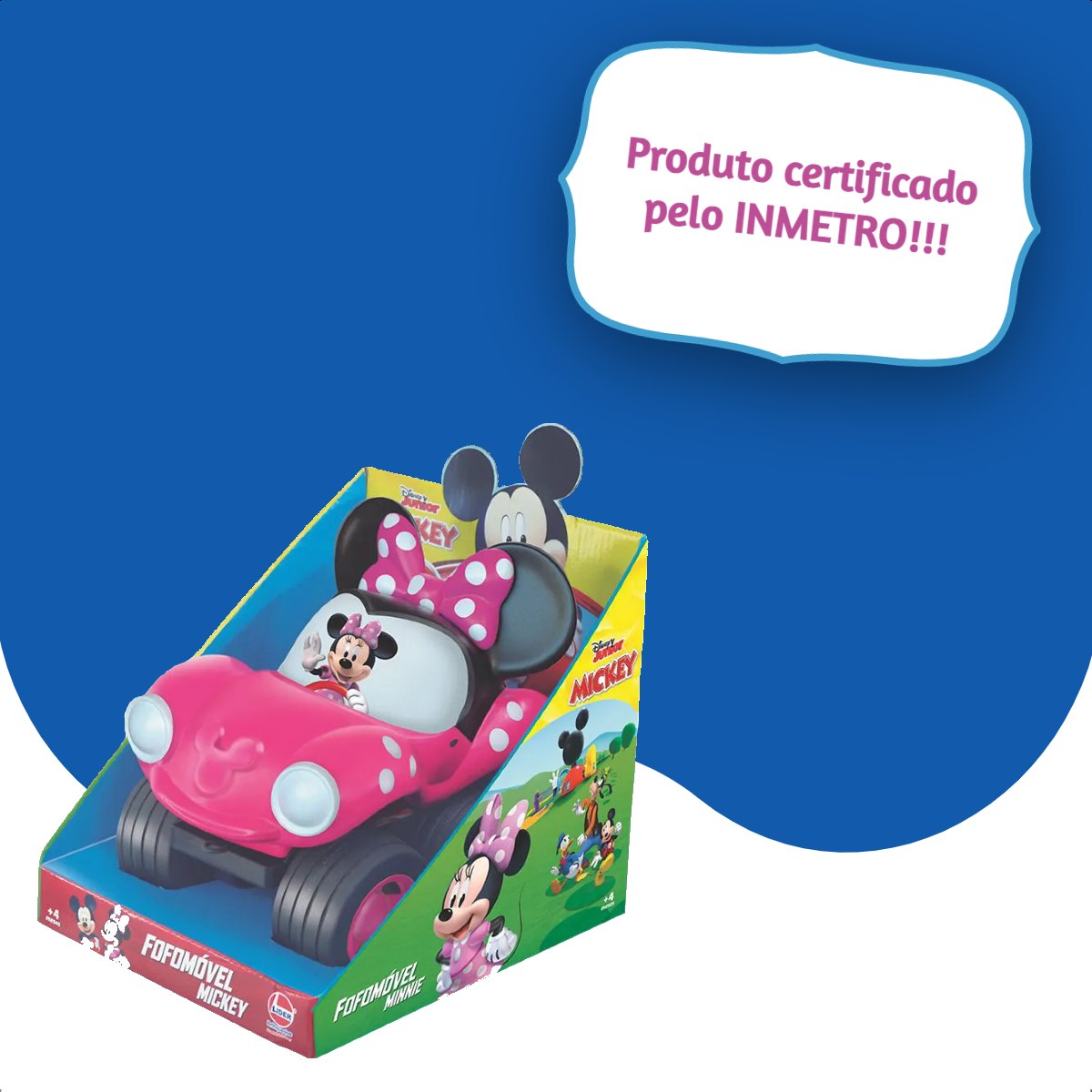 Brinquedo Carro Fofomóvel Minnie Rosa em Vinil Fácil de Lavar +4 meses Menina Líder Lazer - 2882