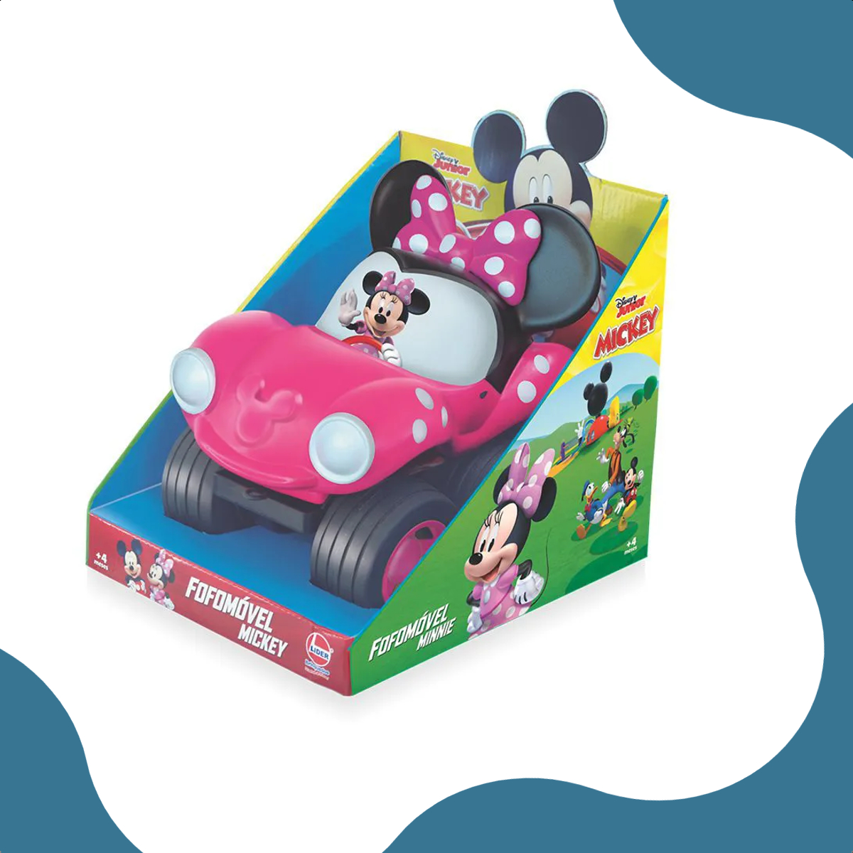 Brinquedo Carro Fofomóvel Minnie Rosa em Vinil Fácil de Lavar +4 meses Menina Líder Lazer - 2882