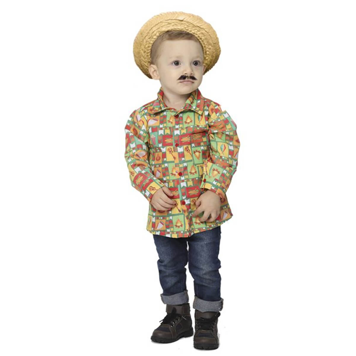 Camisa ML Huguinho Baby Festa Junina 100% Poliéster Tamanho M 3 a 6 meses-Fantasias Super-JN21001