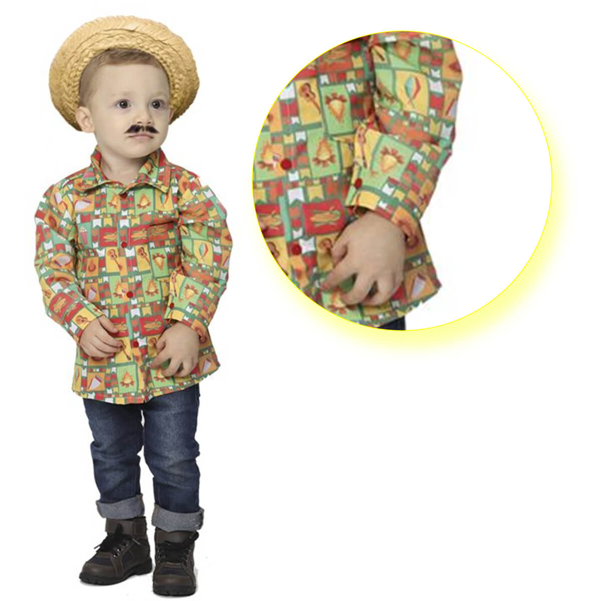 Camisa ML Huguinho Baby Festa Junina 100% Poliéster Tamanho M 3 a 6 meses-Fantasias Super-JN21001