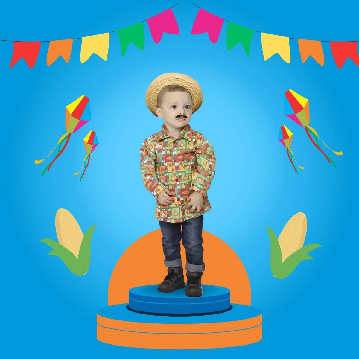 Camisa ML Huguinho Baby Festa Junina 100% Poliéster Tamanho M 3 a 6 meses-Fantasias Super-JN21001