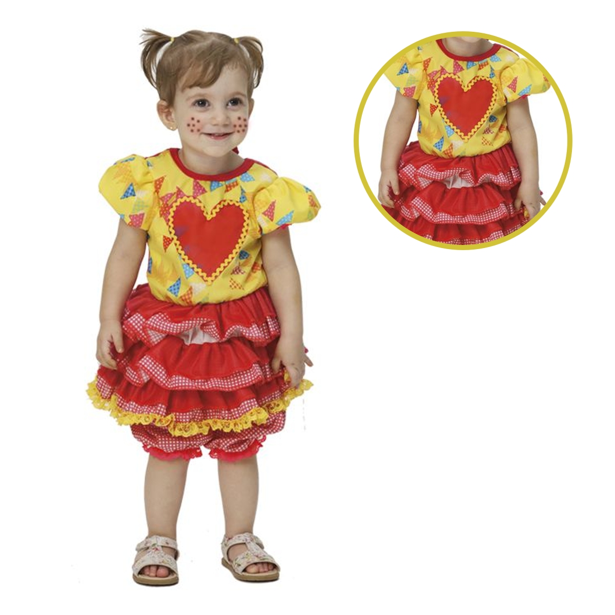 Vestido Bandeirinhas Baby Festa Junina Feminino Tamanho G 6 a 9 meses - Fantasias Super JN23000