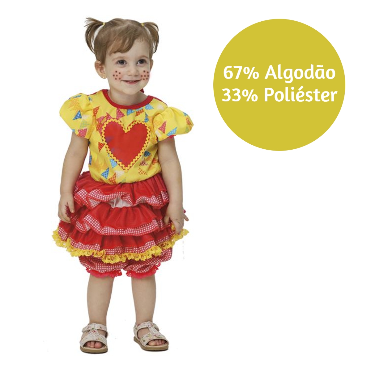 Vestido Bandeirinhas Baby Festa Junina Feminino Tamanho G 6 a 9 meses - Fantasias Super JN23000