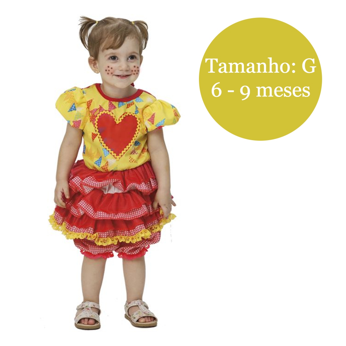 Vestido Bandeirinhas Baby Festa Junina Feminino Tamanho G 6 a 9 meses - Fantasias Super JN23000