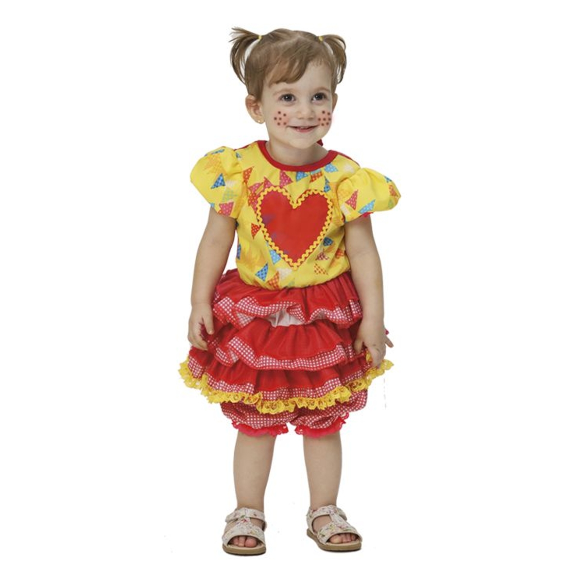 Vestido Bandeirinhas Baby Festa Junina Feminino Tamanho M 3 a 6 meses - Fantasias Super JN23000