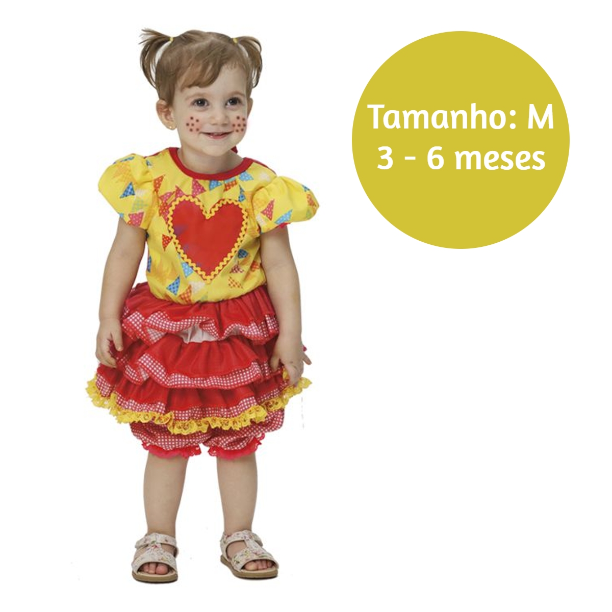 Vestido Bandeirinhas Baby Festa Junina Feminino Tamanho M 3 a 6 meses - Fantasias Super JN23000