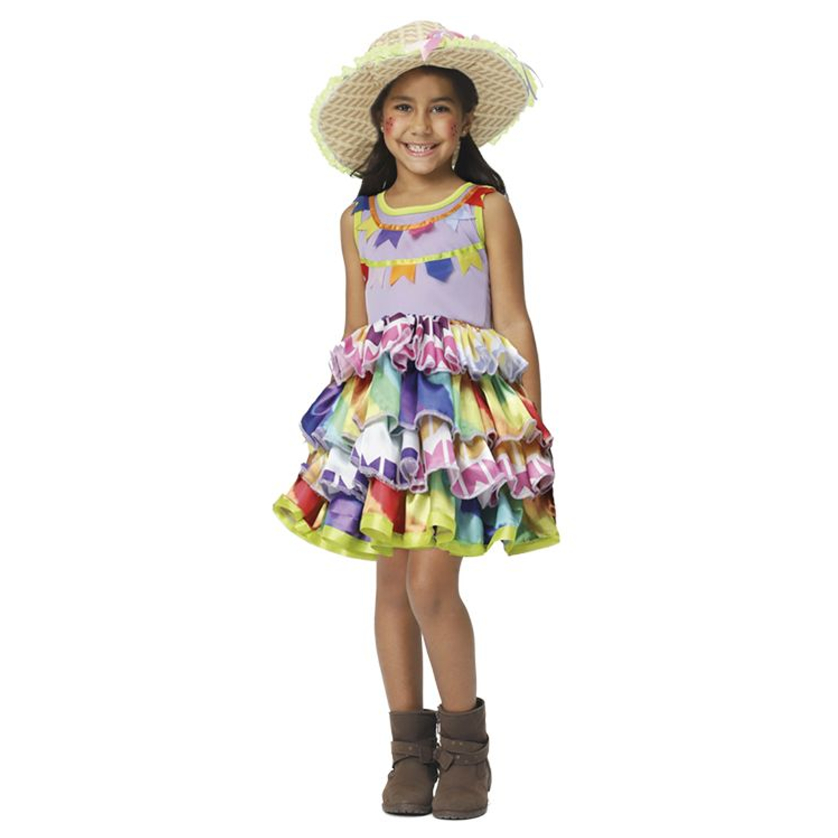 Vestido Ana Festa Junina Infantil Fem. Tam. P 2-4 anos 100% Poliéster -Fantasias Super JN3117