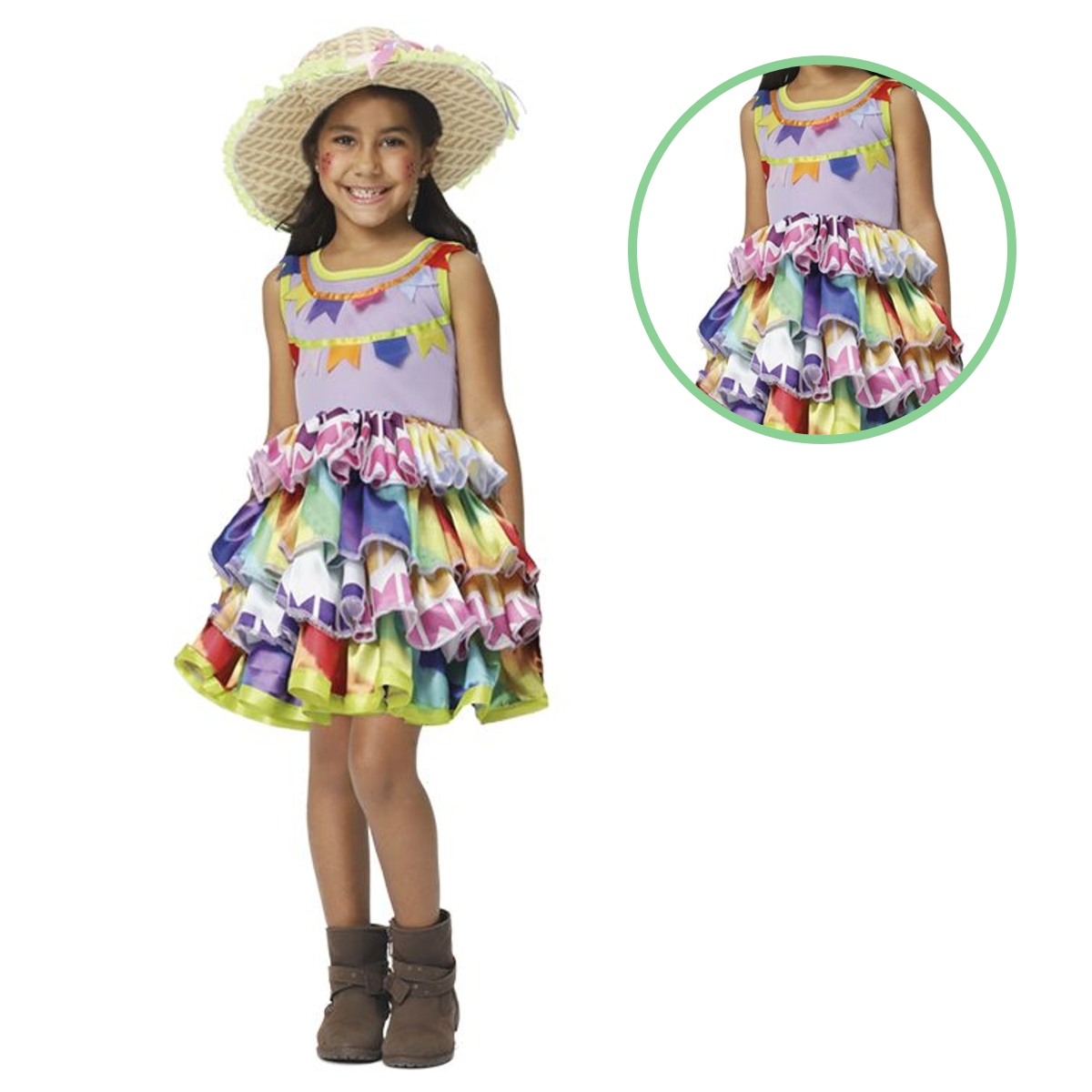 Vestido Ana Festa Junina Infantil Fem. Tam. P 2-4 anos 100% Poliéster -Fantasias Super JN3117