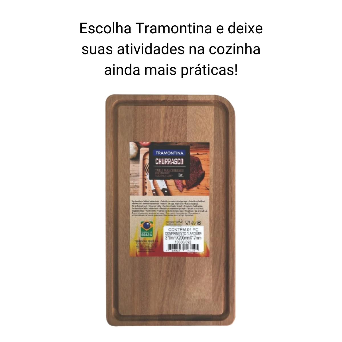 Tábua de Madeira para Churrasco Retangular com Acabamento Natural Lixado Tramontina - 13530092