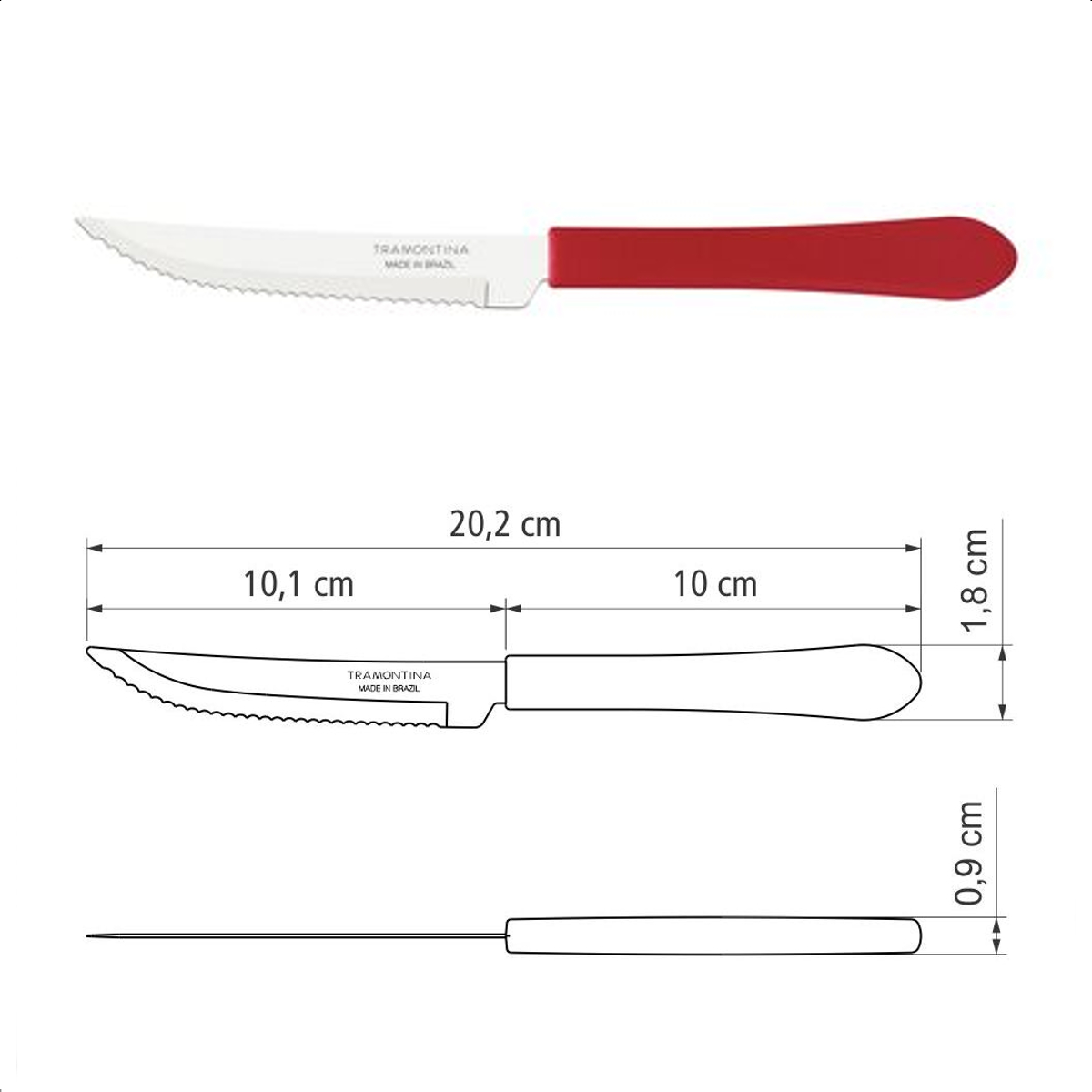 Faqueiro Leme 25 Peças Lâminas Aço Inox Cabos Polipropileno Vermelho Gaveteiro Tramontina 23198722