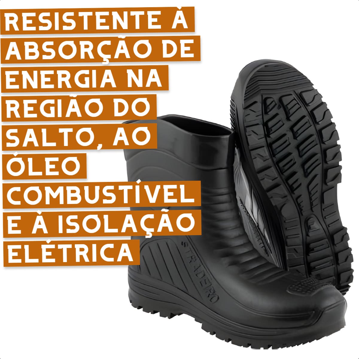 Bota de PVC Galocha Numeração 37 Cano Médio Sem Forro Resistente à Absorção de Energia Stradeiro  Vonder - 7007200037