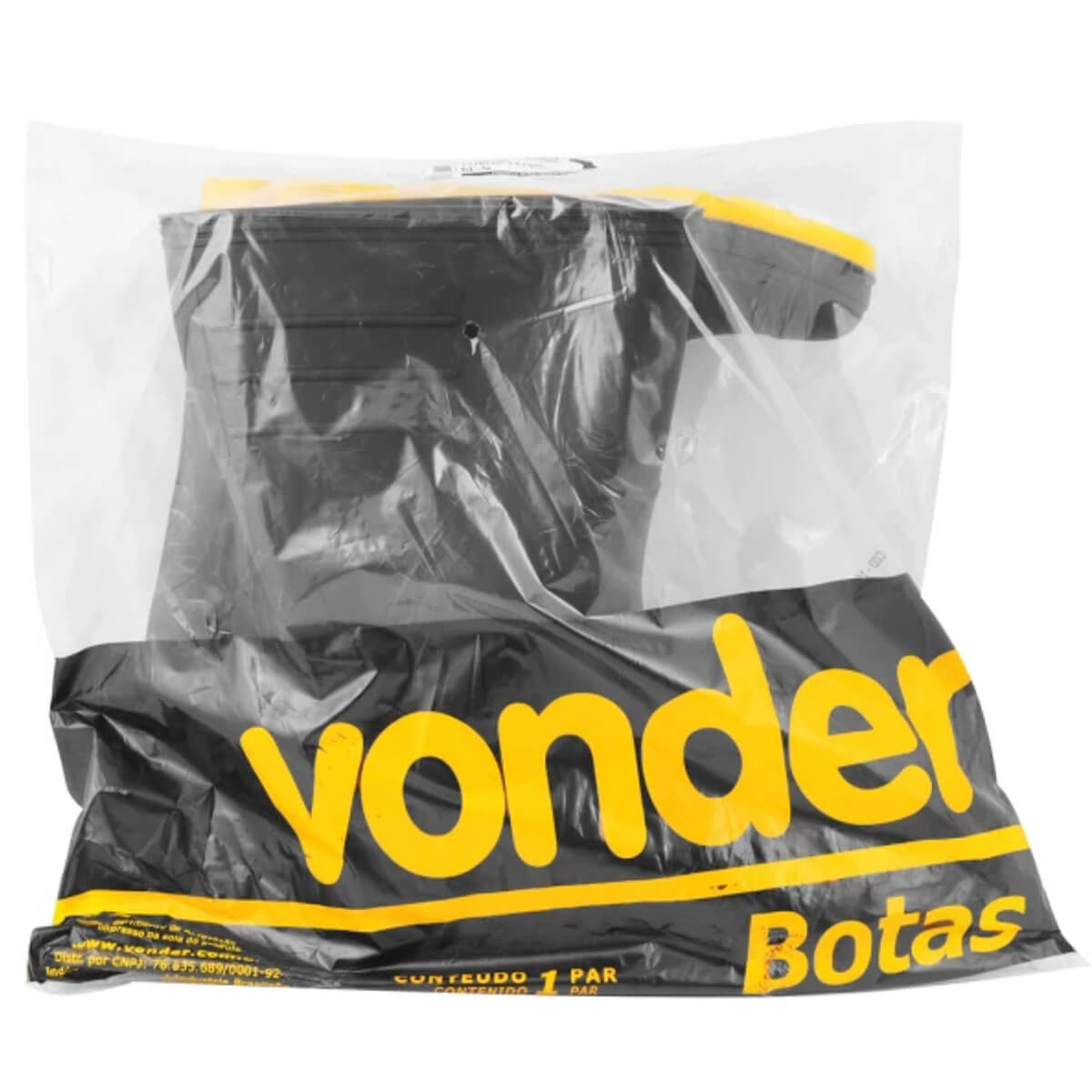 Bota de PVC Galocha Preta com Solado Amarelo Cano Médio com Forro Interno 38 Vonder - 7079380000