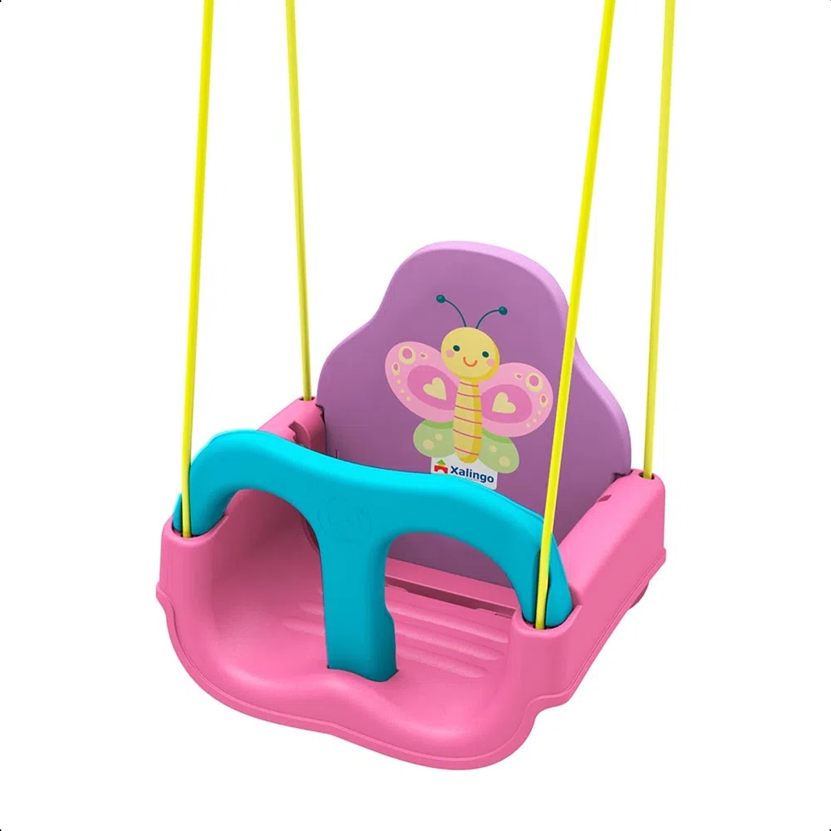 Balanço Infantil Borboletinha Rosa e Azul com Encosto Regulável até 23kg Xalingo - 09356